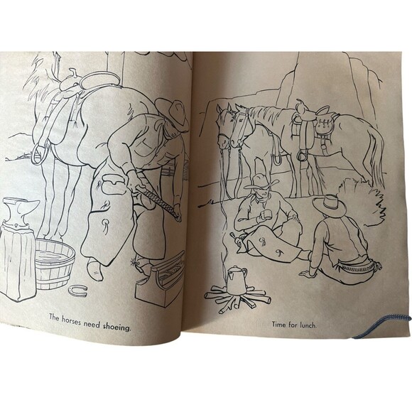 Real Cowboys In Action Big Coloring Book 1958 Merrill Company Printed USA READ - Picture 4 of 6